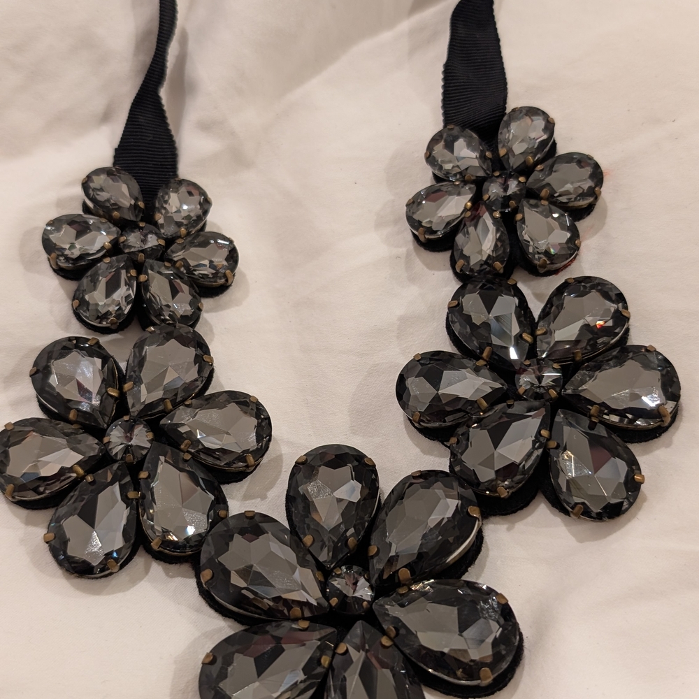 Bold Black Floral Statement Necklace